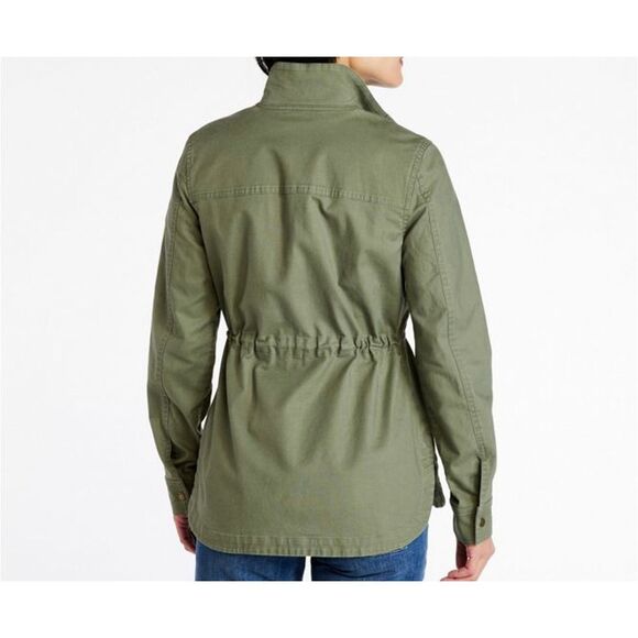 L.L.Bean Utility Jacket Women’s XL – Green Field Coat Snap Button Zip - Picture 2 of 14